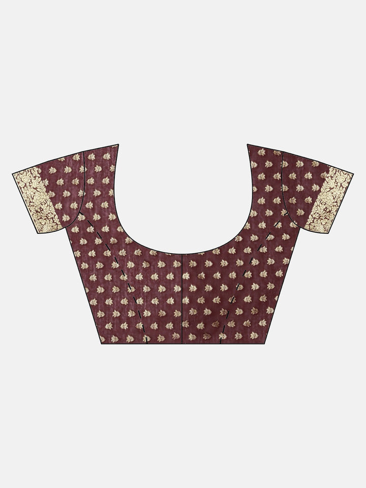 Neerus Maroon Color Banaras Fabric Saree