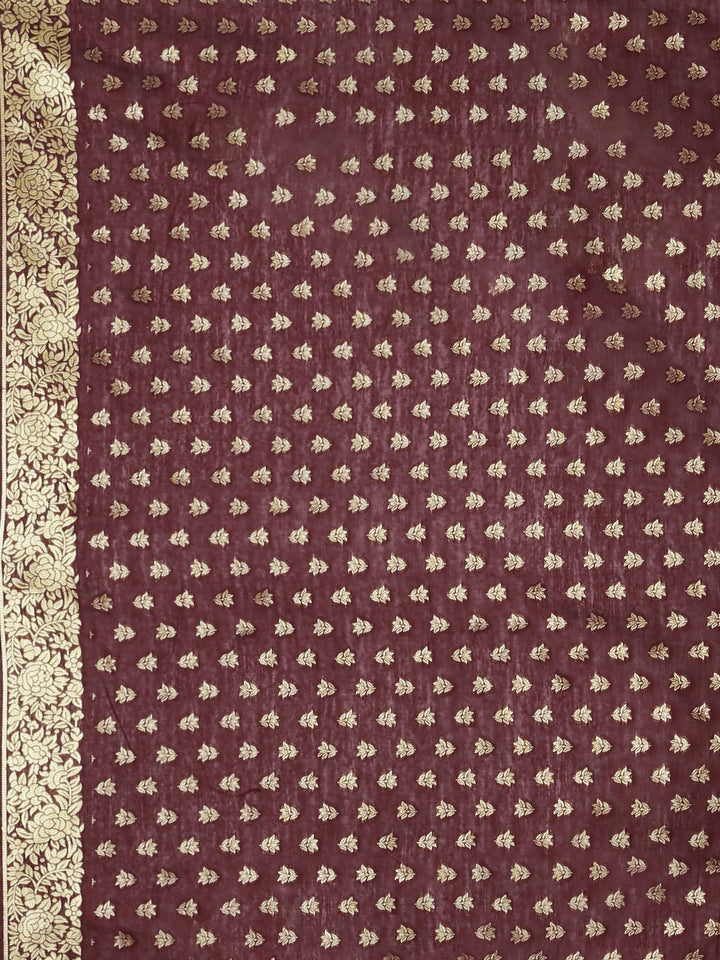 Neerus Maroon Color Banaras Fabric Saree