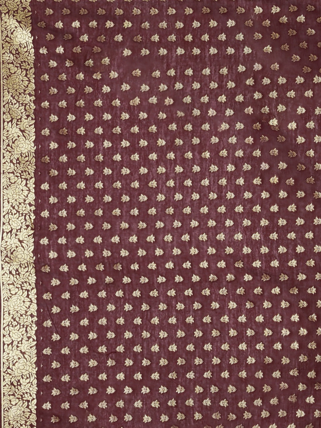 Neeru's Maroon Color Banaras Fabric Saree