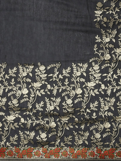 Neeru's Black Color Banaras Fabric Saree
