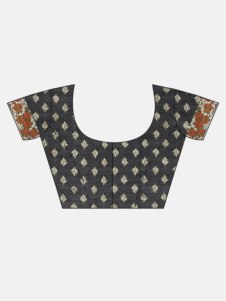 Neerus Black Color Banaras Fabric Saree