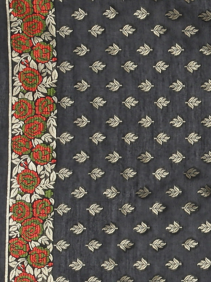 Neerus Black Color Banaras Fabric Saree