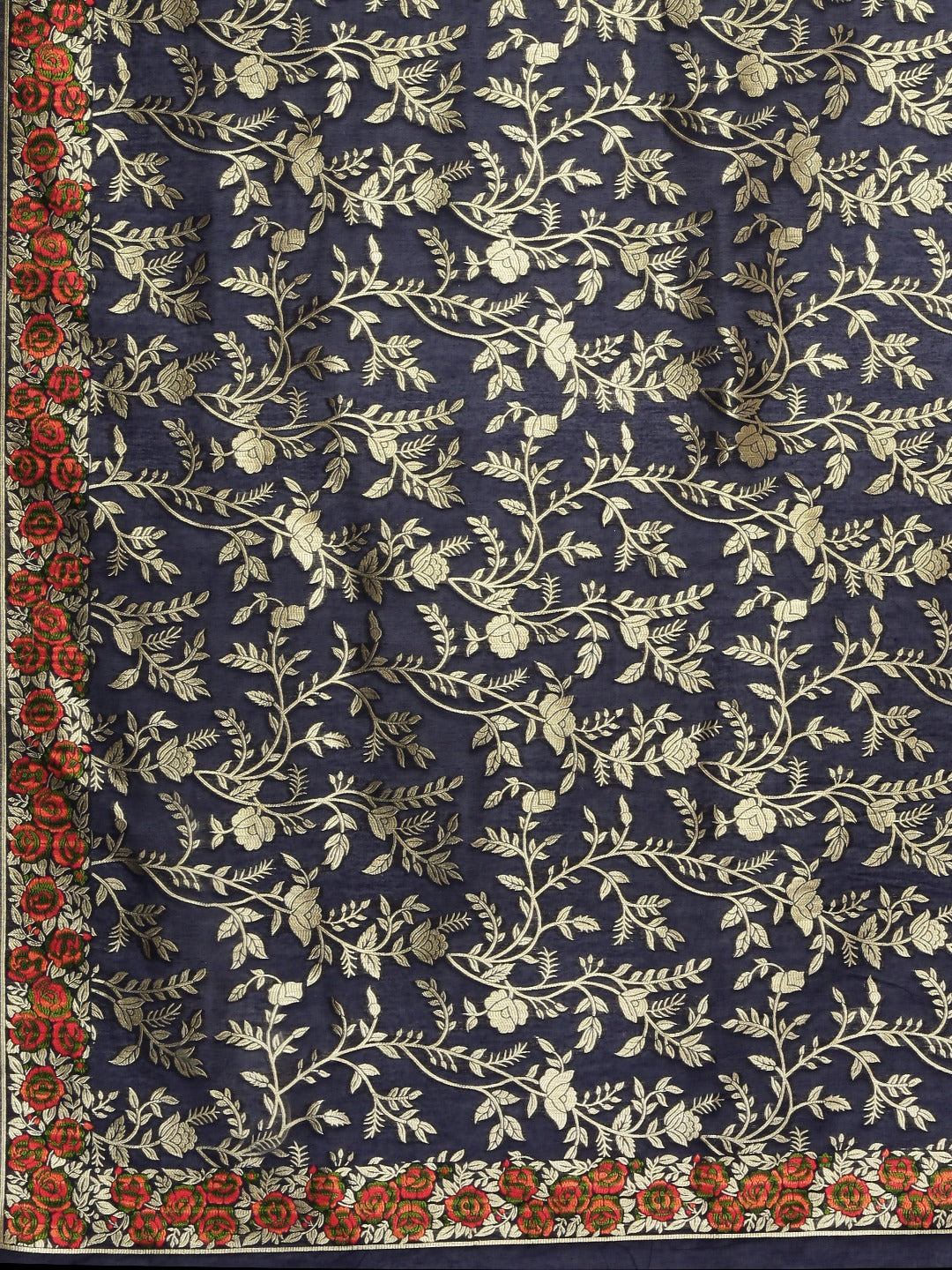 Neeru'S Navy Blue Color, Banaras Fabric Saree