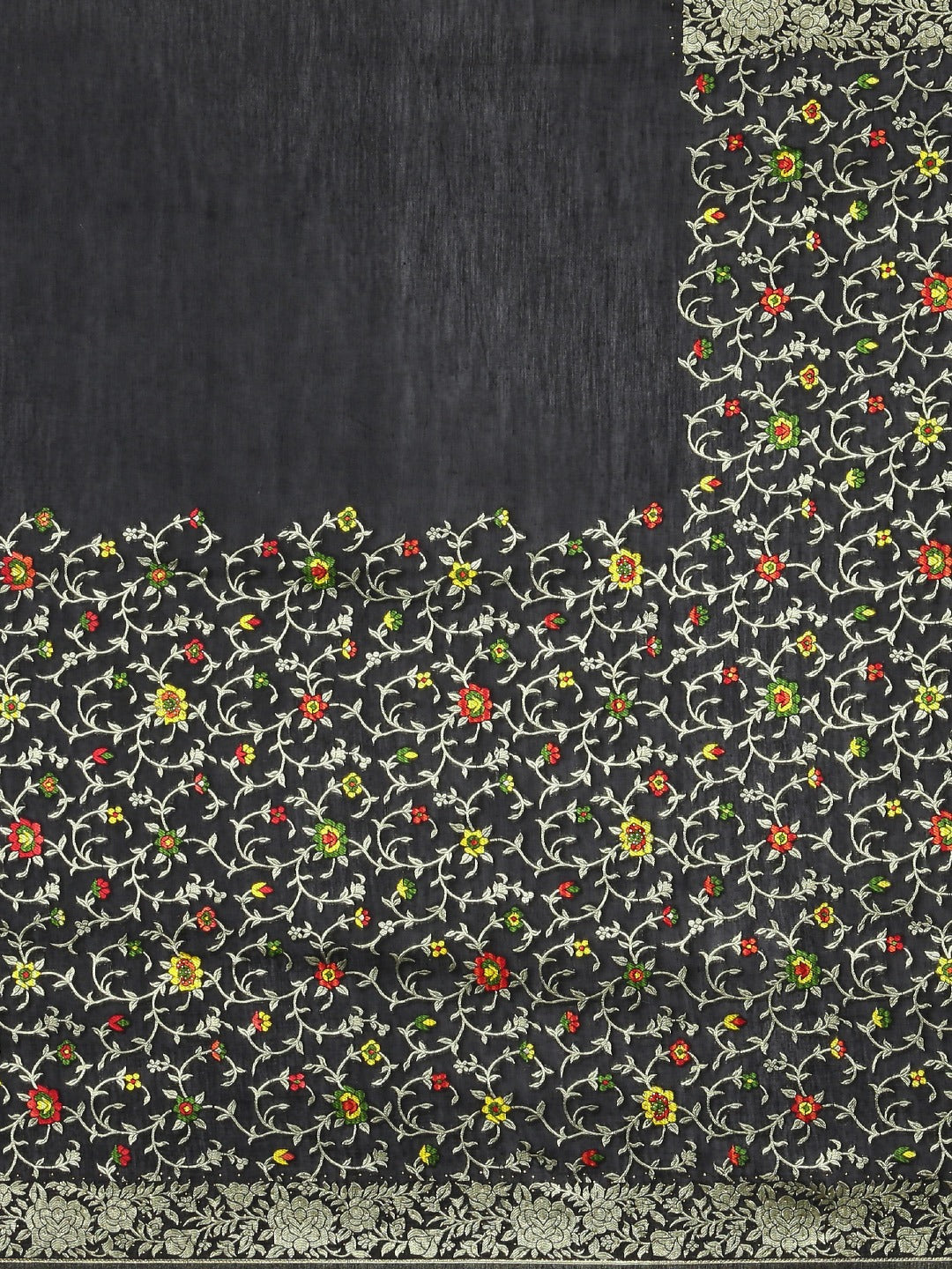 Neerus Black Color Banaras Fabric Saree