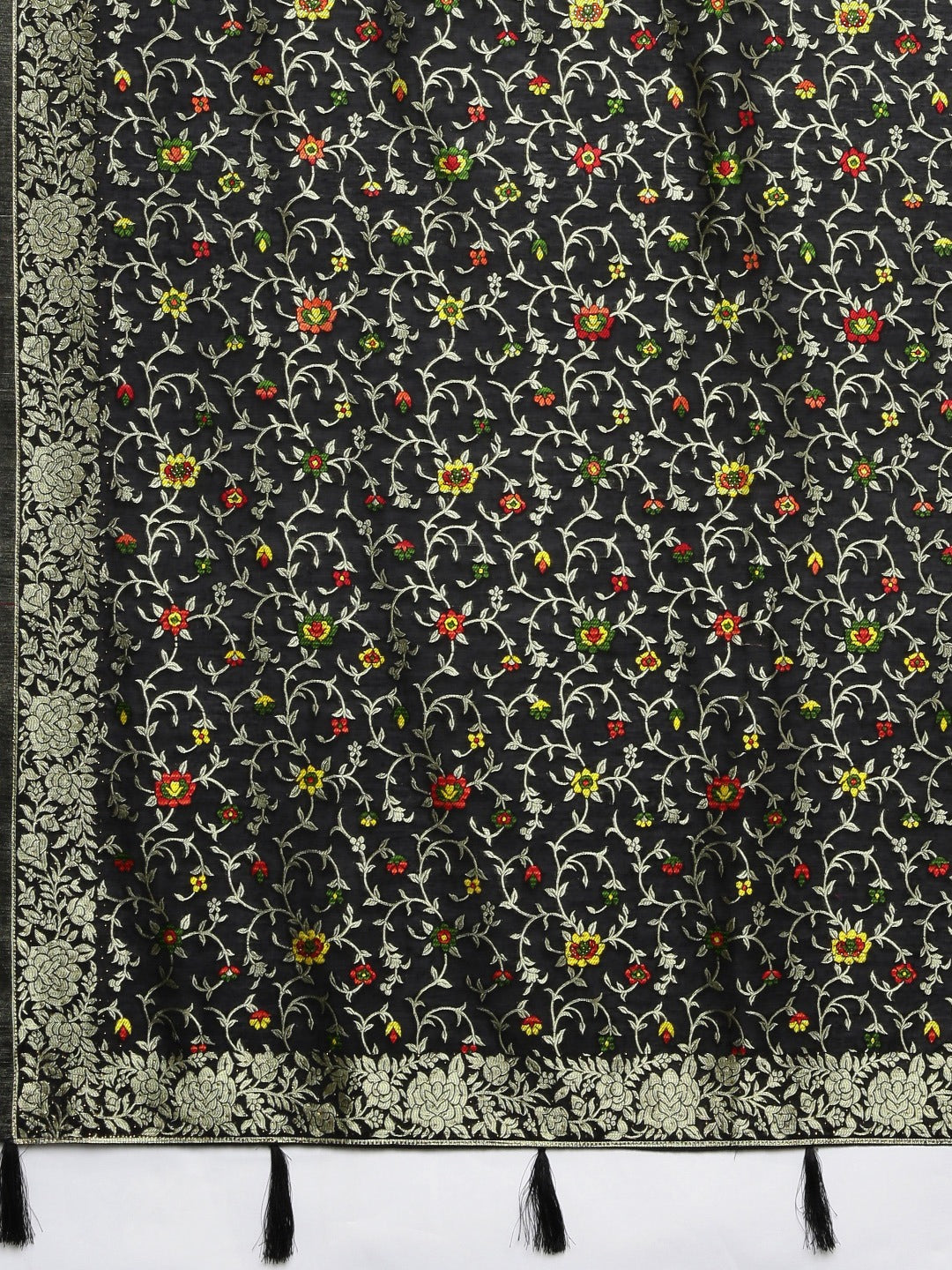 Neerus Black Color Banaras Fabric Saree