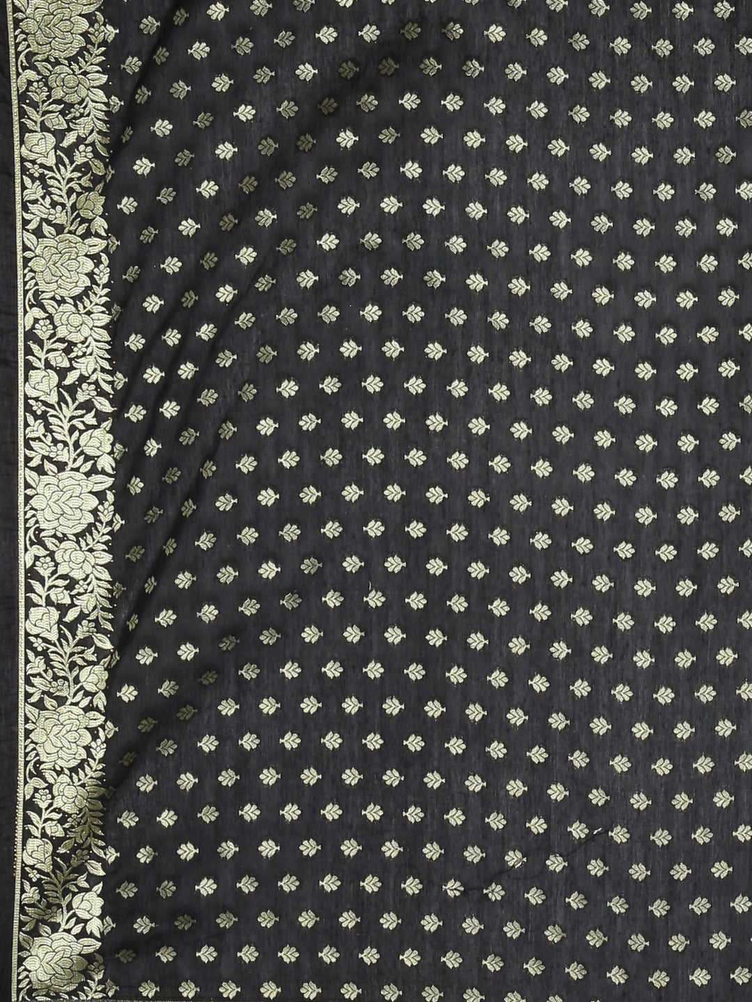 Neerus Black Color Banaras Fabric Saree