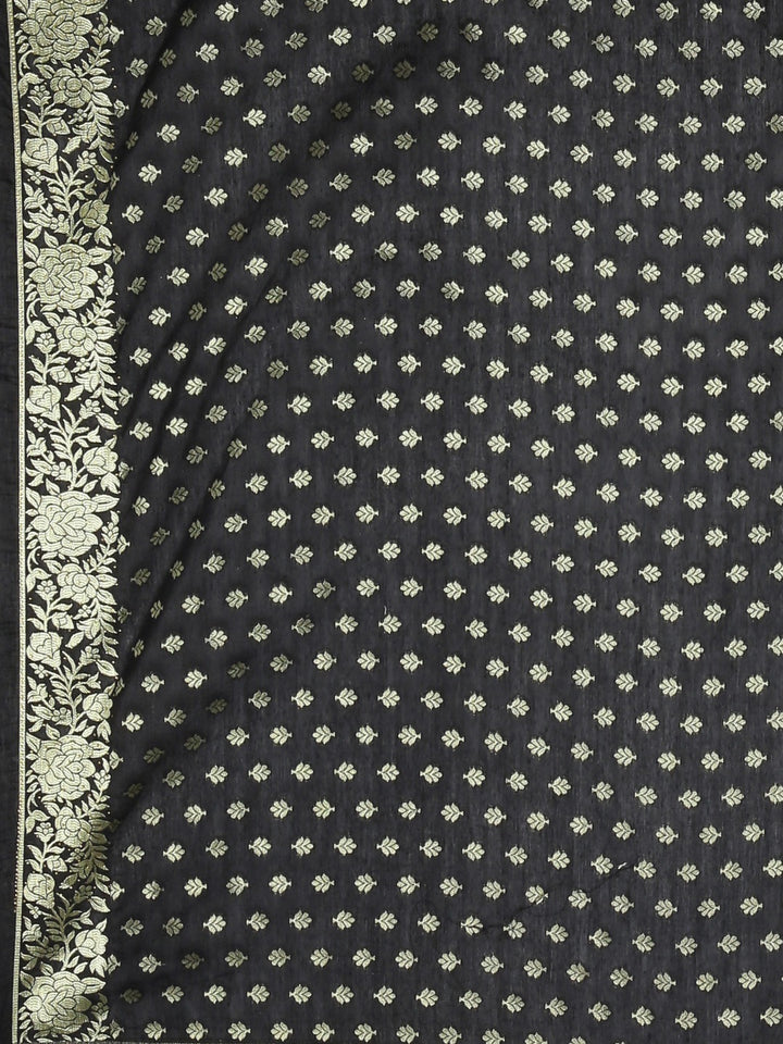 Neerus Black Color Banaras Fabric Saree