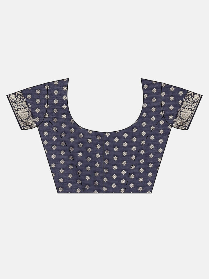 Neerus Navy Blue Color Banaras Fabric Saree