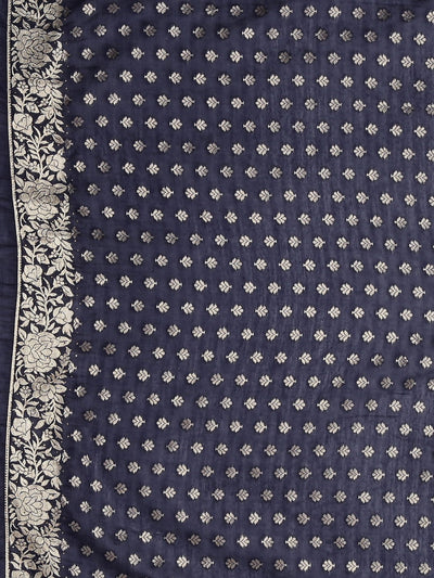 Neeru'S Navy Blue Color, Banaras Fabric Saree