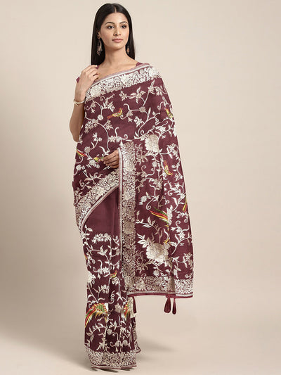 Neeru'S Maroon Color, Banaras Fabric Saree