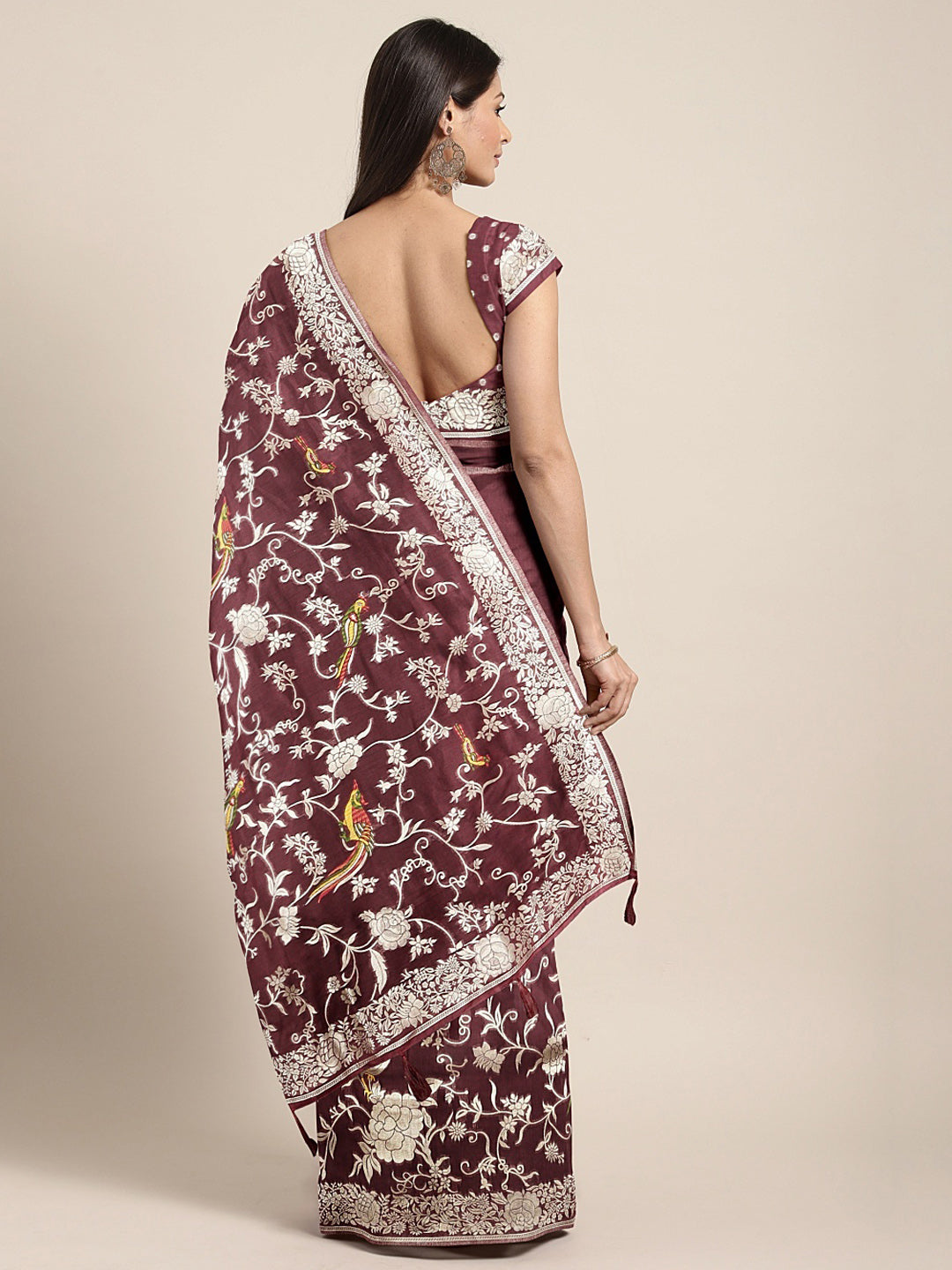 Neeru'S Maroon Color, Banaras Fabric Saree