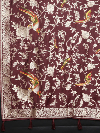 Neeru'S Maroon Color, Banaras Fabric Saree