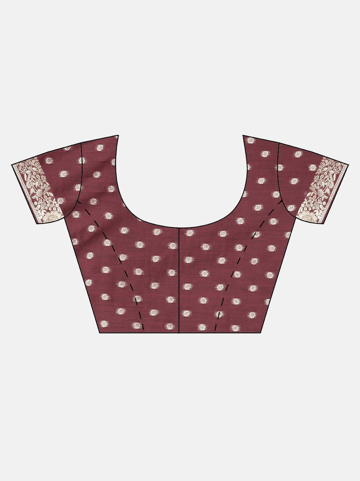 Neerus Maroon Color Banaras Fabric Saree