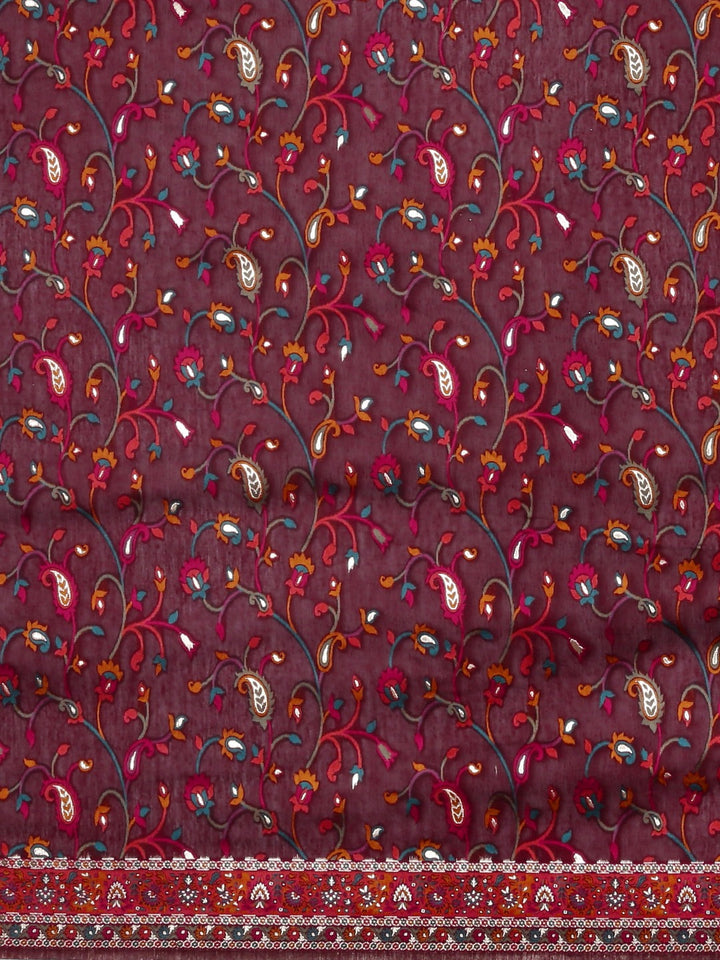 Neerus Maroon Color Banaras Fabric Saree