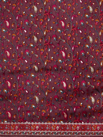 Neeru's Maroon Color Banaras Fabric Saree