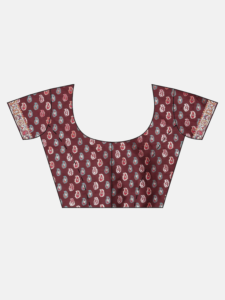 Neerus Maroon Color Banaras Fabric Saree