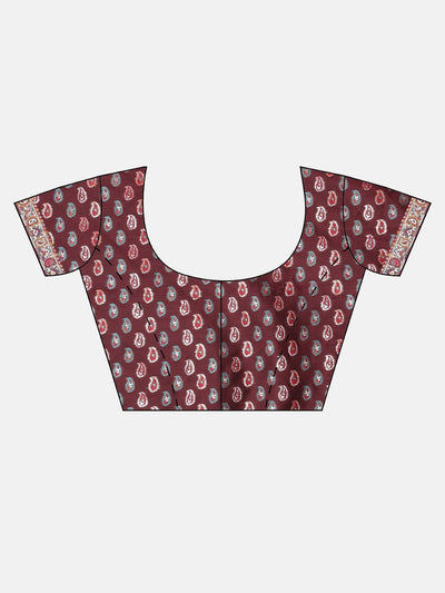 Neeru's Maroon Color Banaras Fabric Saree
