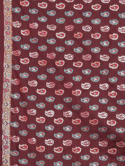 Neeru's Maroon Color Banaras Fabric Saree