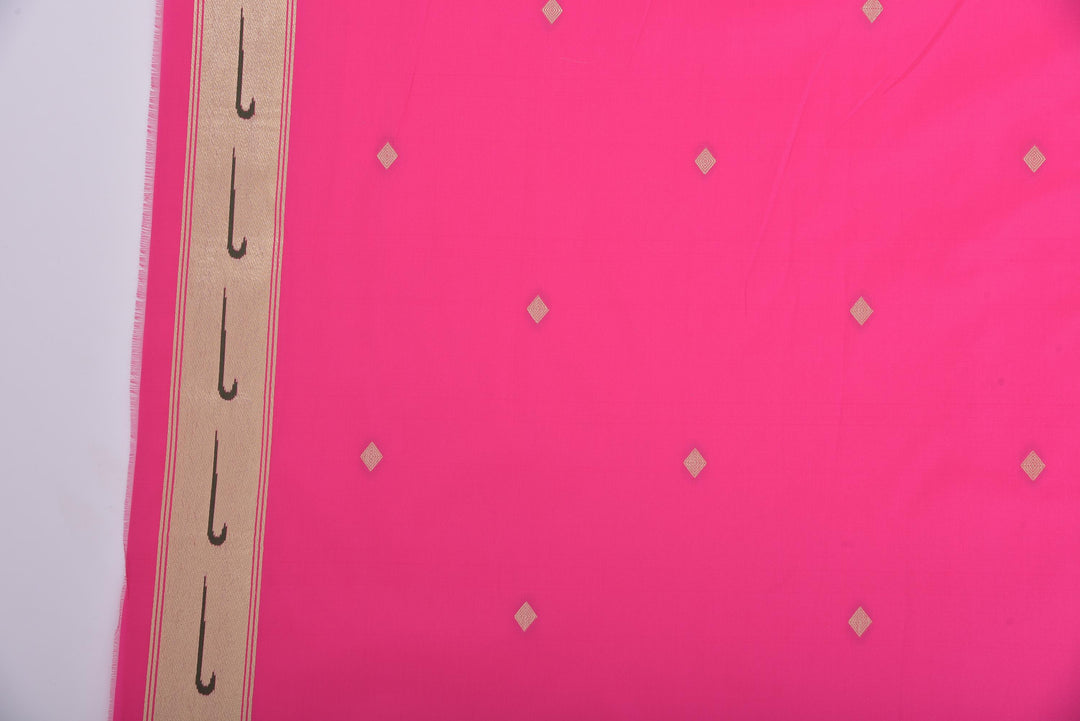 Neerus Pink printed saree with blouse piece - side view