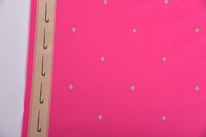 Neerus Pink printed saree with blouse piece - side view