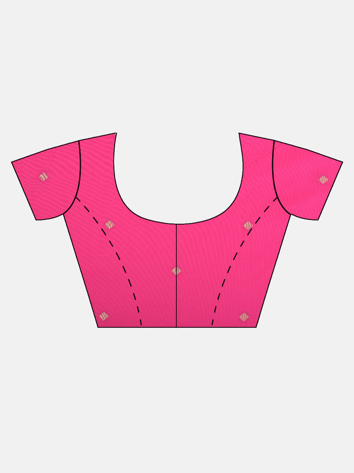 Neerus Pink printed saree with blouse piece - detail view 1