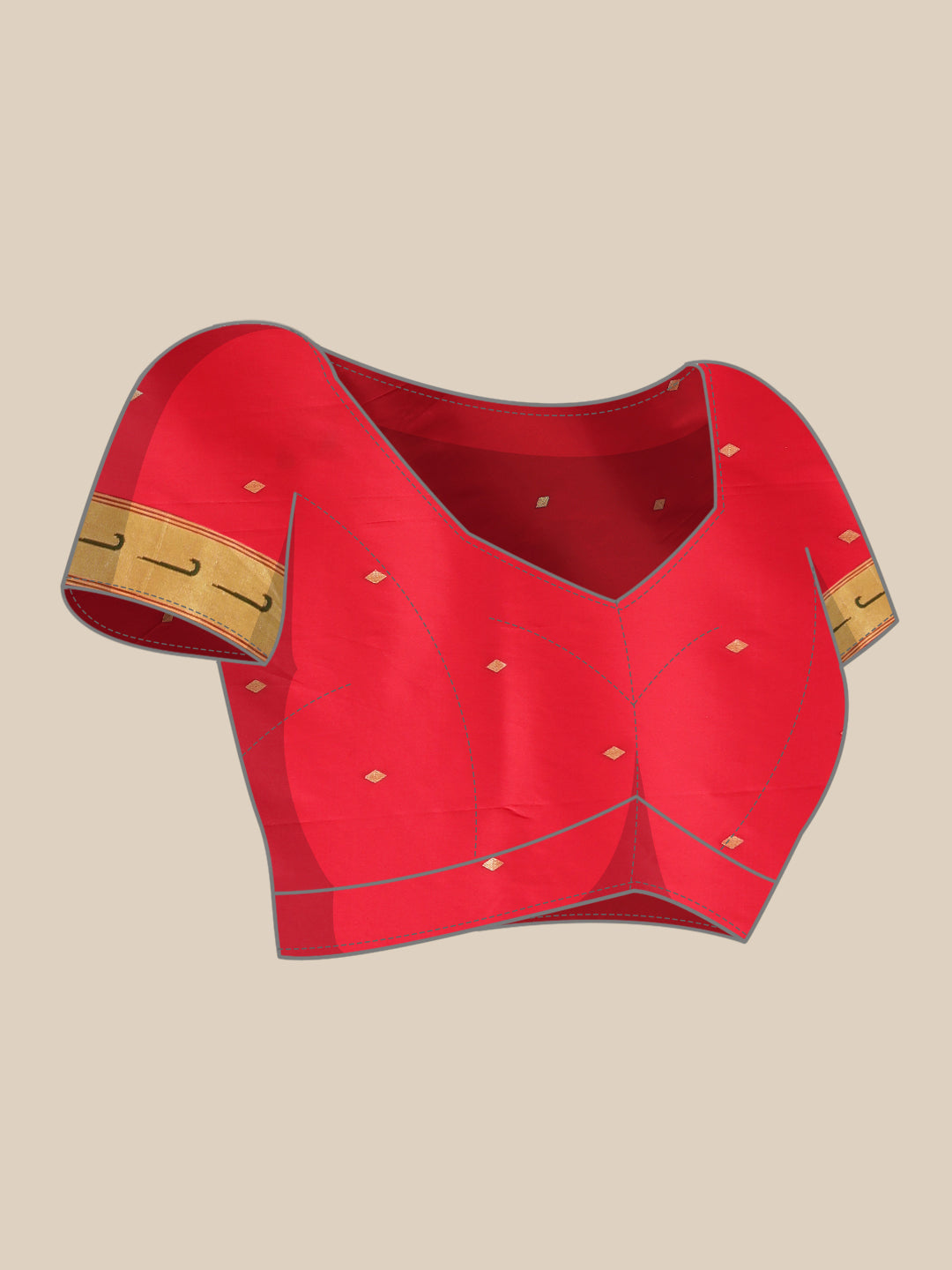Neeru's red color, banaras fabric saree