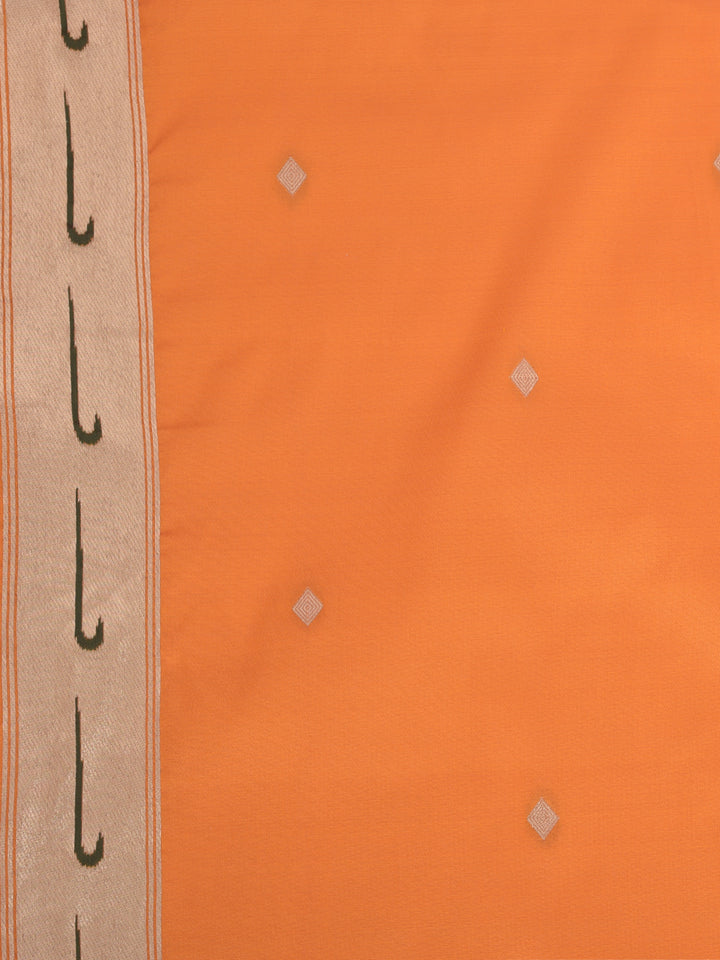 Neerus Orange georgette printed saree with blouse - side view