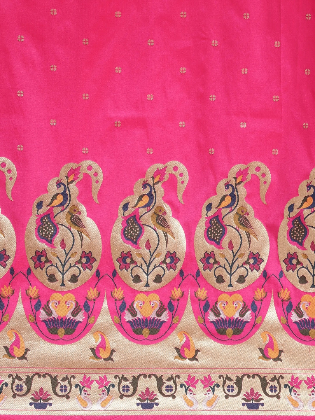 Neerus Pink Banarasi woven saree - side view