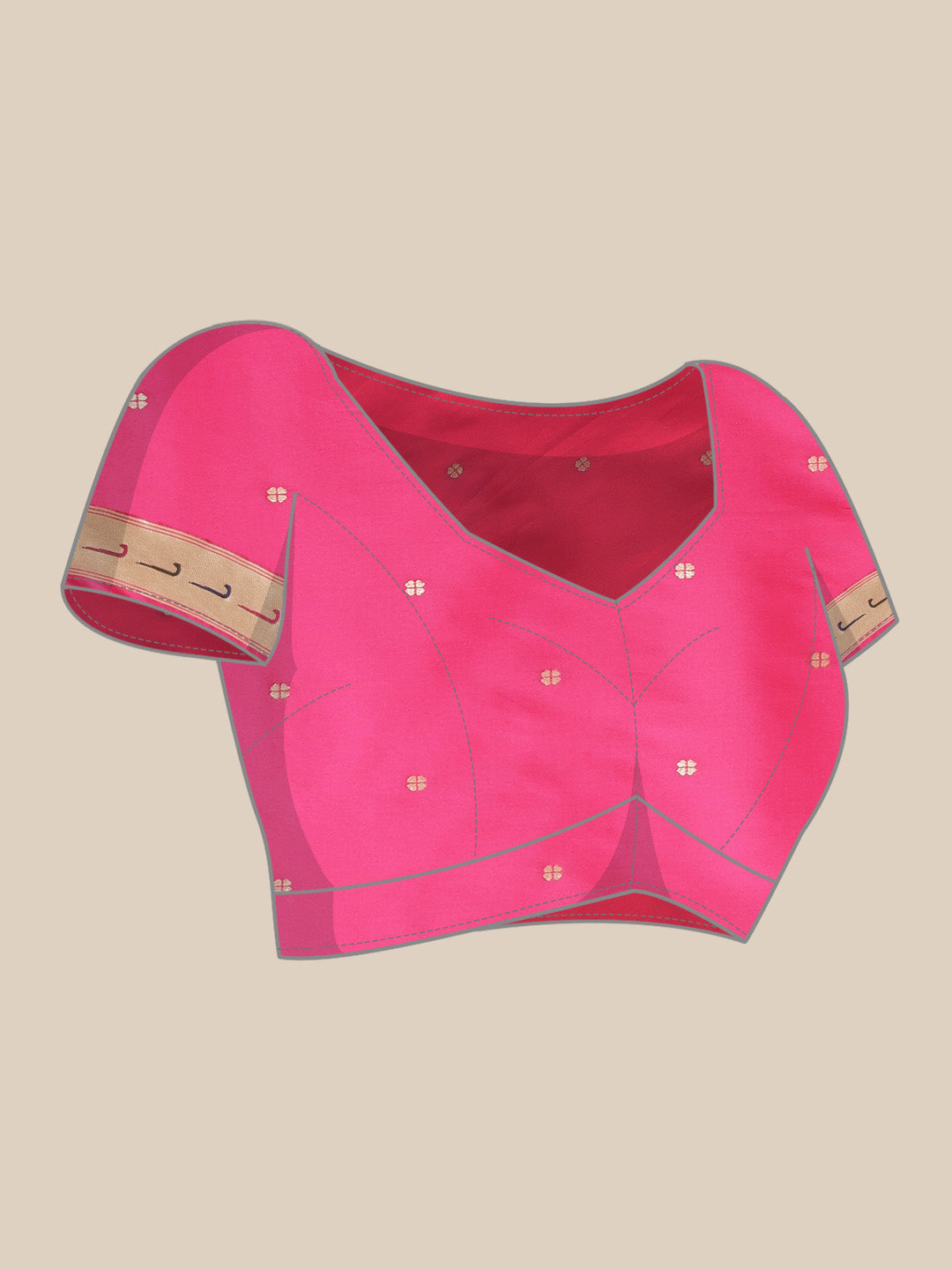 Neerus Pink Banarasi woven saree - detail view 2
