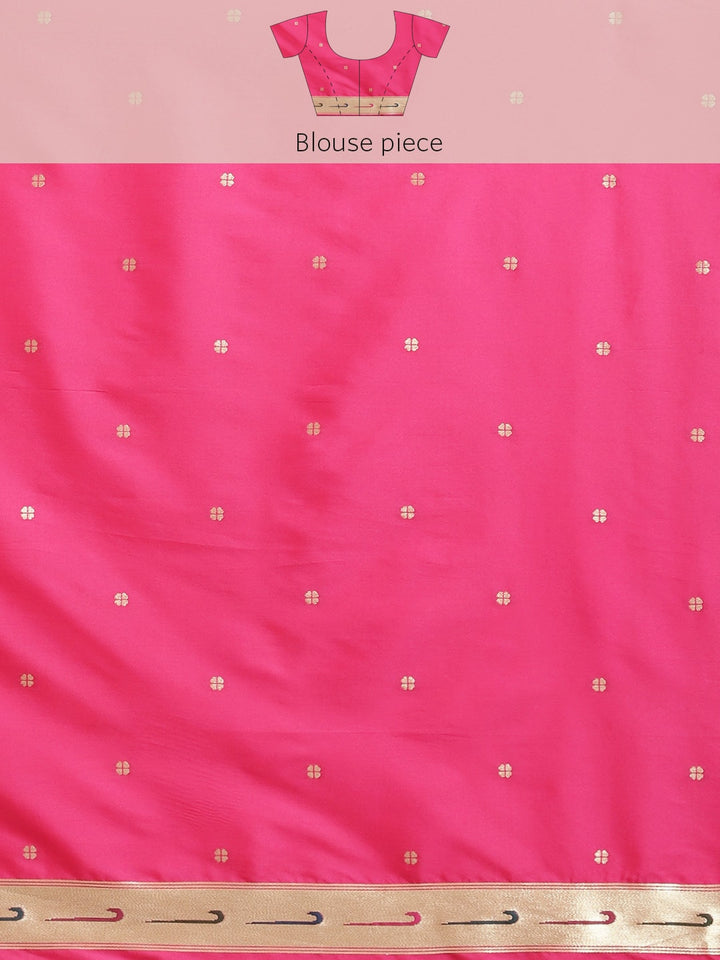 Neerus Pink Banarasi woven saree - detail view 3