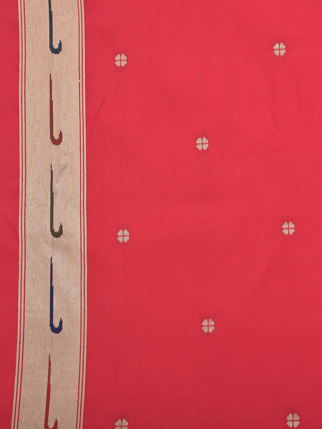 Neerus Pink Banarasi printed saree with blouse - side view