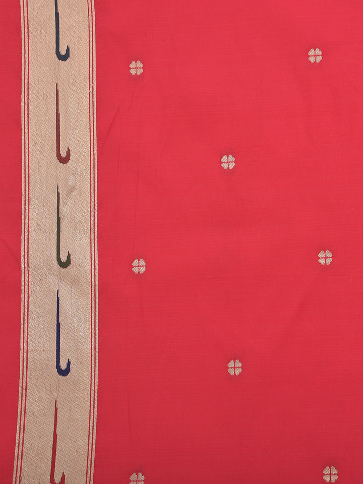 Neerus Pink Banarasi printed saree with blouse - side view