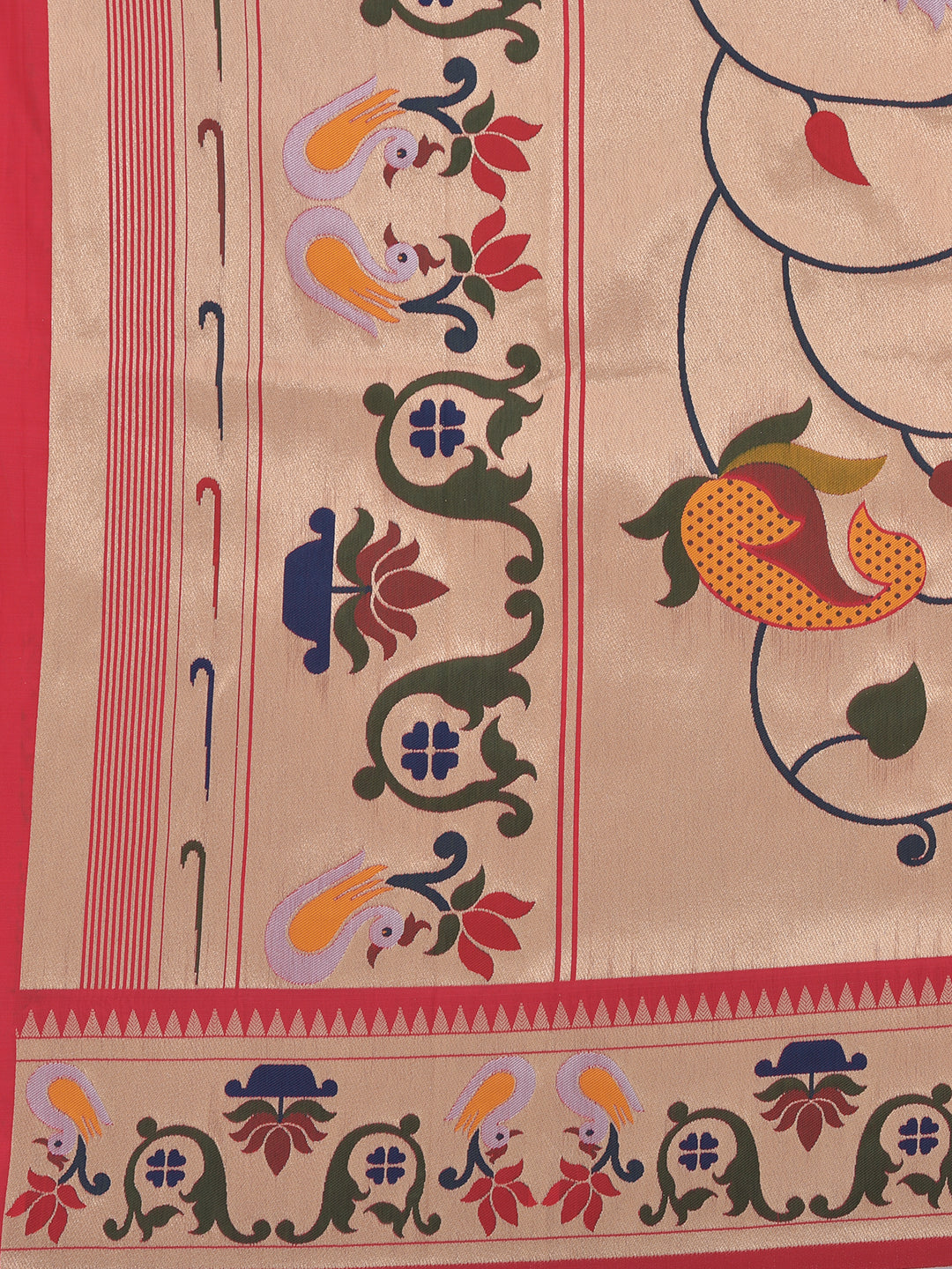 Neerus Pink Banarasi printed saree with blouse - detail view 1