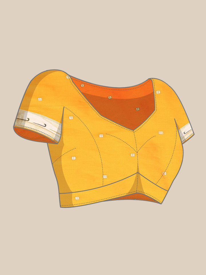 Neerus Yellow Banarasi woven saree - detail view 2