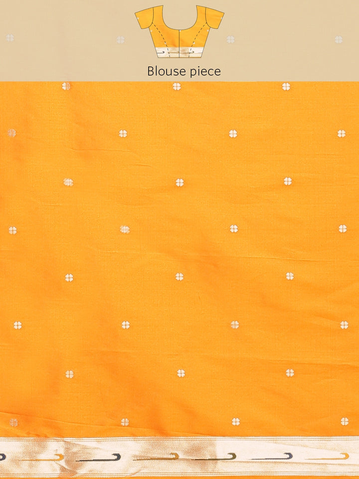 Neerus Yellow Banarasi woven saree - detail view 3