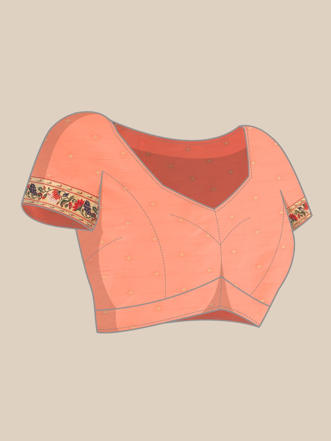 Neerus Orange Banarasi woven saree - detail view 2