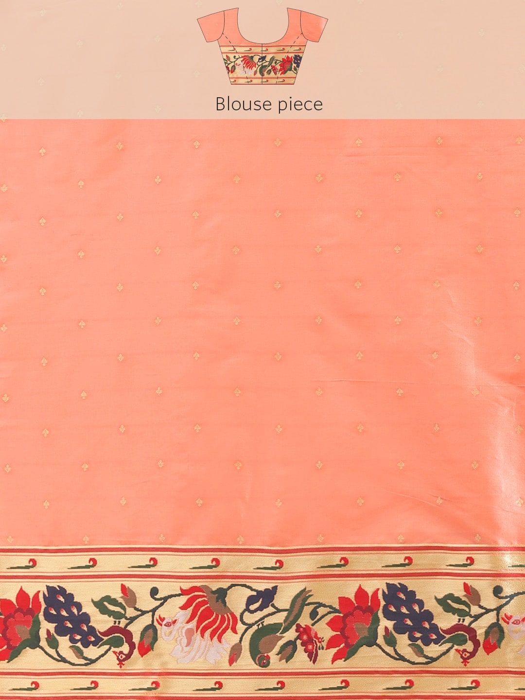 Neerus Orange Banarasi woven saree - detail view 3