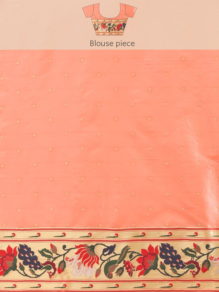 Neerus Orange Banarasi woven saree - detail view 3