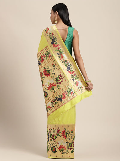 Neeru's Pista Green Color Banaras Fabric Saree
