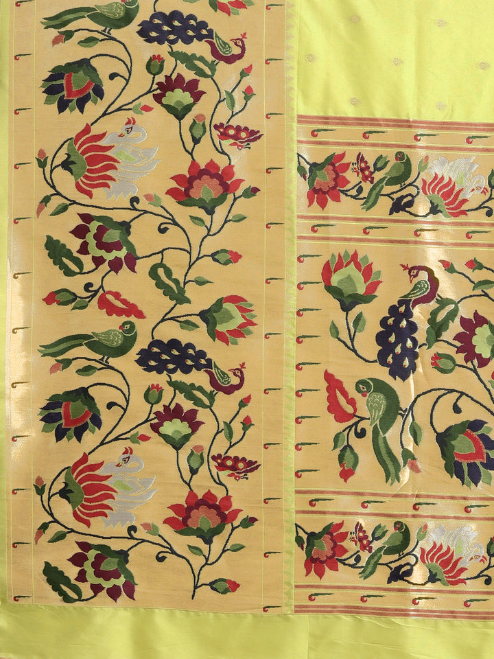 Neerus Green Banarasi woven saree - detail view 1
