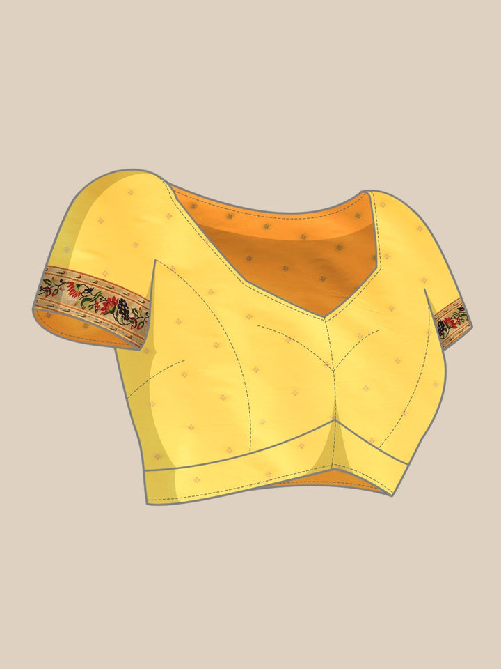 Neerus Yellow Banarasi woven saree - detail view 2