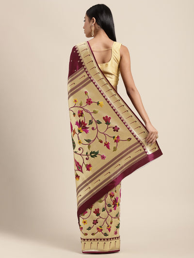 Neeru's brown color, banaras fabric saree