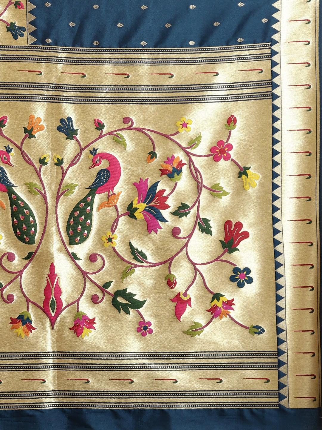 Neerus Blue Banarasi woven saree - detail view 1