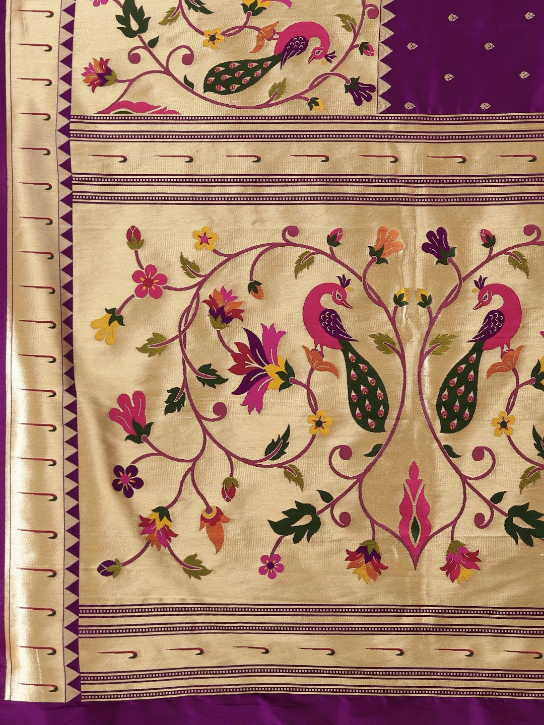 Neerus Purple Banarasi woven saree - detail view 1