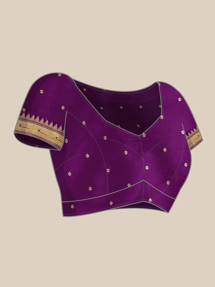 Neerus Purple Banarasi woven saree - detail view 2