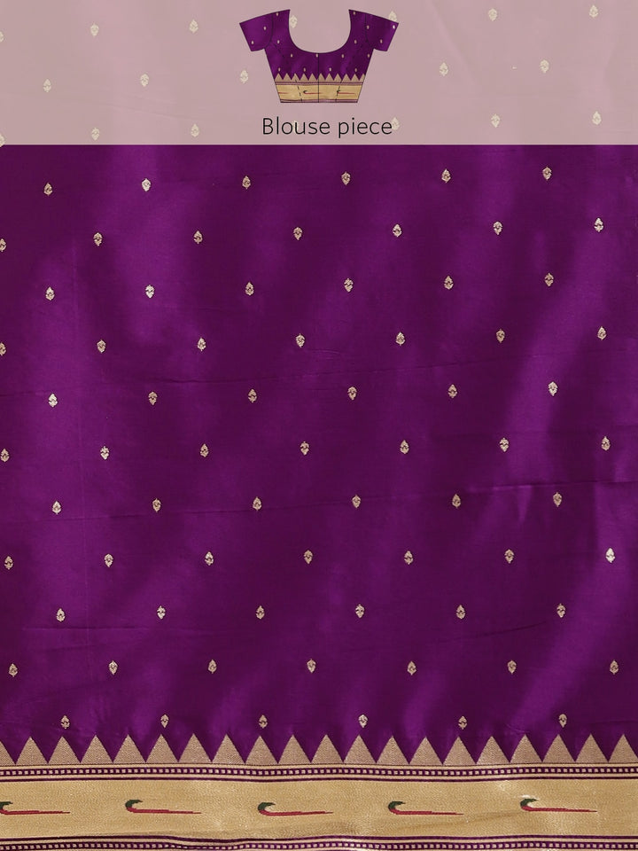 Neerus Purple Banarasi woven saree - detail view 3