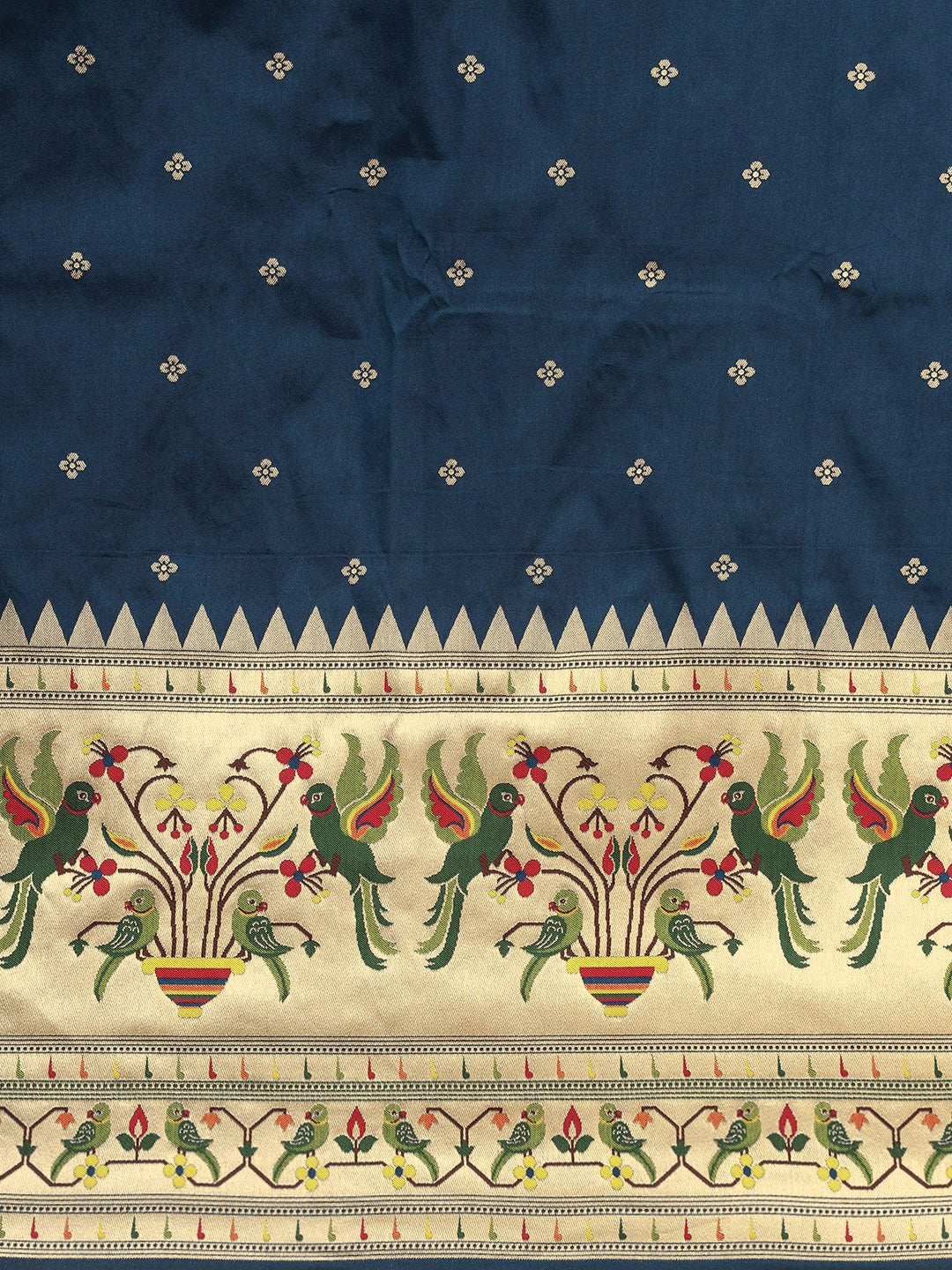 Neerus Blue Banarasi woven saree - side view