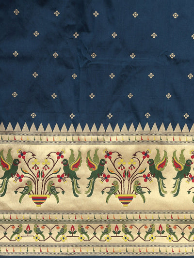 Neeru's Peacock Color Banaras Fabric Saree