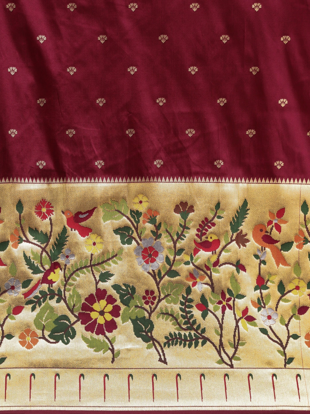 Neerus Wine Color Banaras Fabric Saree