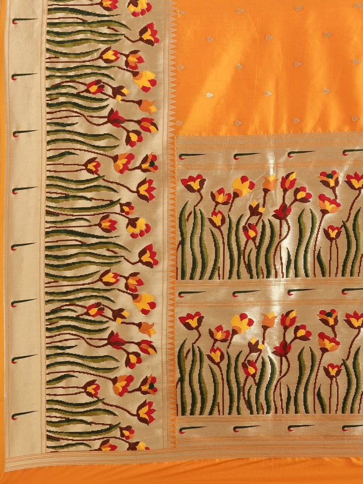 Neerus Mustard Color Banaras Fabric Saree